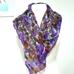 Berkshire Colorful Roses Purple Scarf 30 1/2" X 30 1/2"